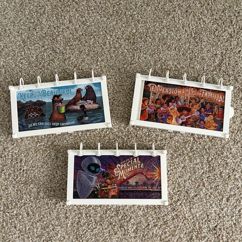 Disney Parks California Adventure Pixar Pier Light Up Mini Puzzle Kits Set of 3